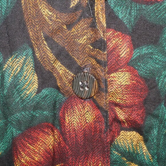 Vintage 90s Floral Shirt Midi Dress 4 - Picture 6 of 10